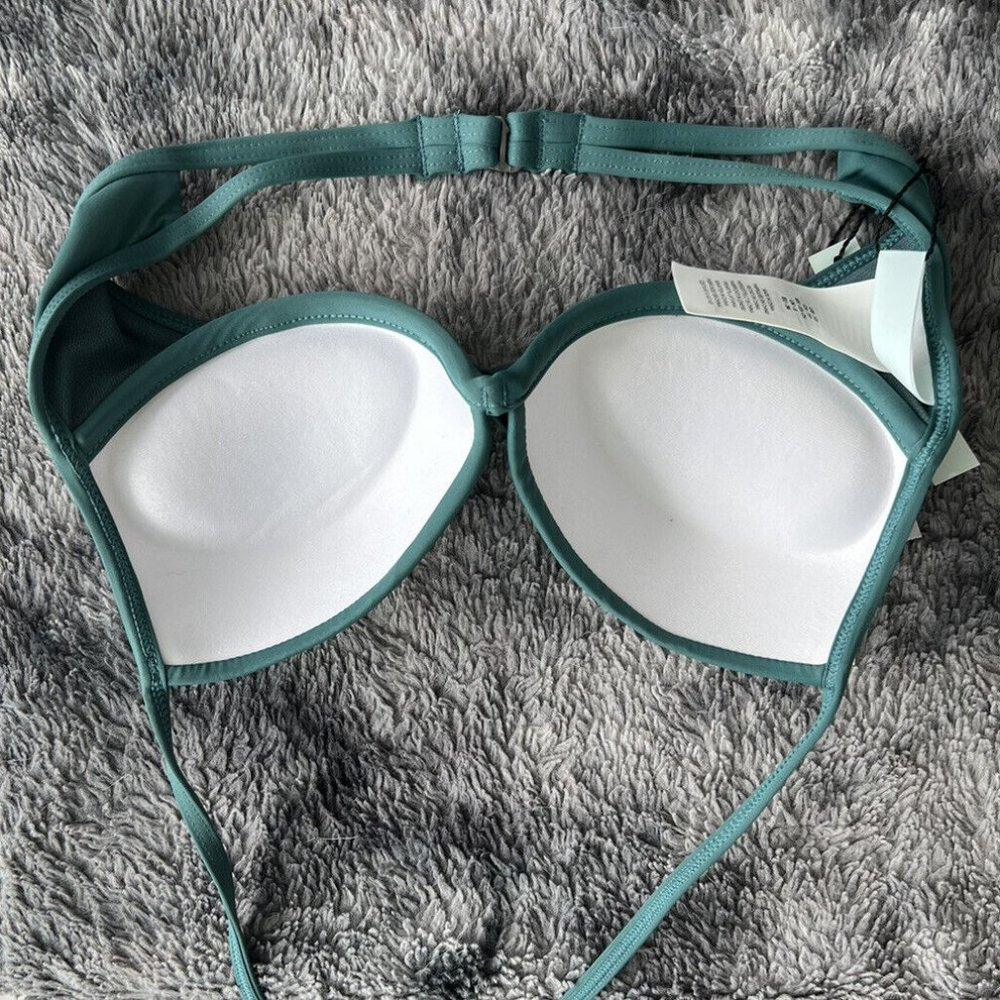 Bikini Lab 2pc Push-Up Padded Underwire Bikini Top Cinched Bottom XS Dark Teal - Picture 7 of 7